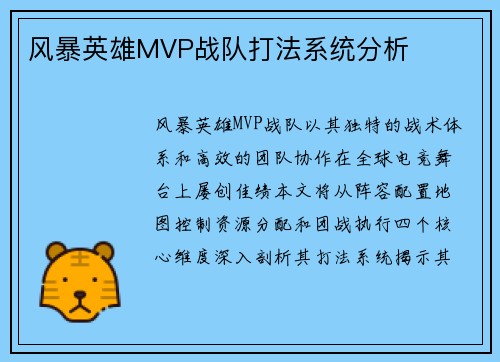 风暴英雄MVP战队打法系统分析